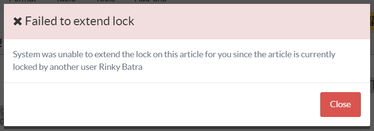 Article Lock Extension Failed